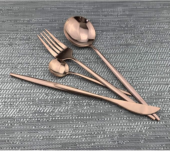 Gugrida 40-Piece Silverware Set 18/10 Stainless Steel Reusable Utensils Forks Spoons Knives Set, Mirror Polished Cutlery Flatware Set, Great for Family Gatherings & Daily Use (Service for 10, Copper)