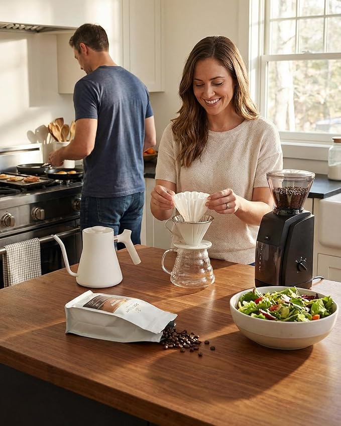 AGOGO Portable Pour Over Coffee Maker V60 Set - Easy Cleaning Compact 304 Stainless Steel Dripper for Camping & 50 Filters Paper & Cleaning Rag Cream V60