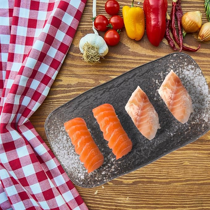 COHEALI Ceramic Sushi Plate and Snack Dish 8.5-Size Blue Gradient Long Serving Tray for Sushi, Appetizers, and Dipping Sauce in Home Dining