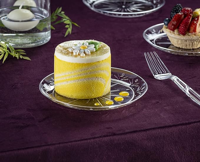 PLASTICPRO 6'' inch Premium Heavy Weight Crystal Clear Disposable Hard Plastic Dessert Size Party Plate Pack of 40