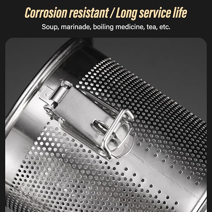 TOPINCN Stainless Steel Filter, Multipurpose High Temperature Easy Slag Filtering Stainless Steel Seasoning Bag Fine Mesh for for Home (1.3L)