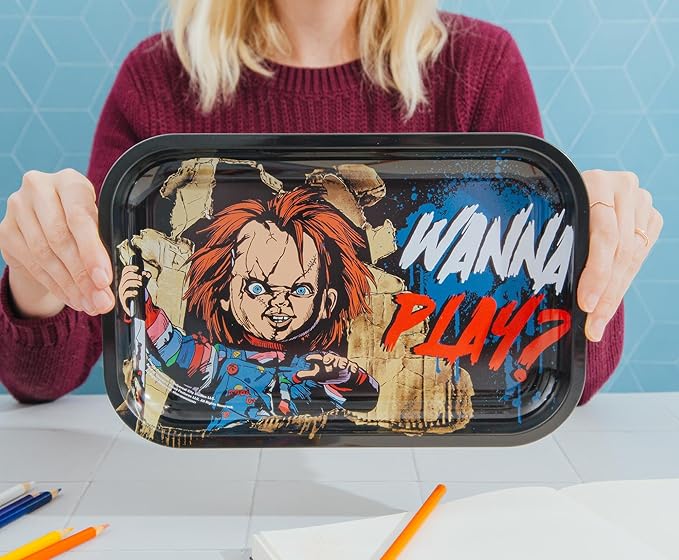 Silver Buffalo Chucky Wanna Play? 11.3" x 7.4" Tin Tray