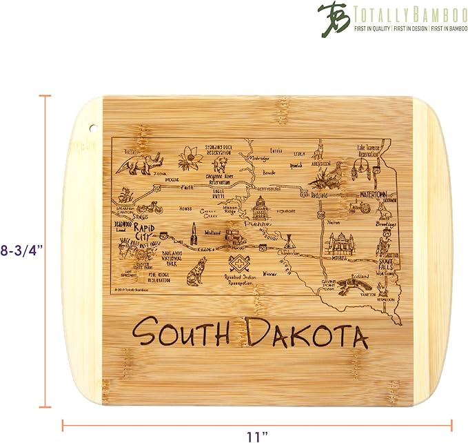 Totally Bamboo A Slice of Life South Dakota State Serving and Cutting Board, 11" x 8.75"
