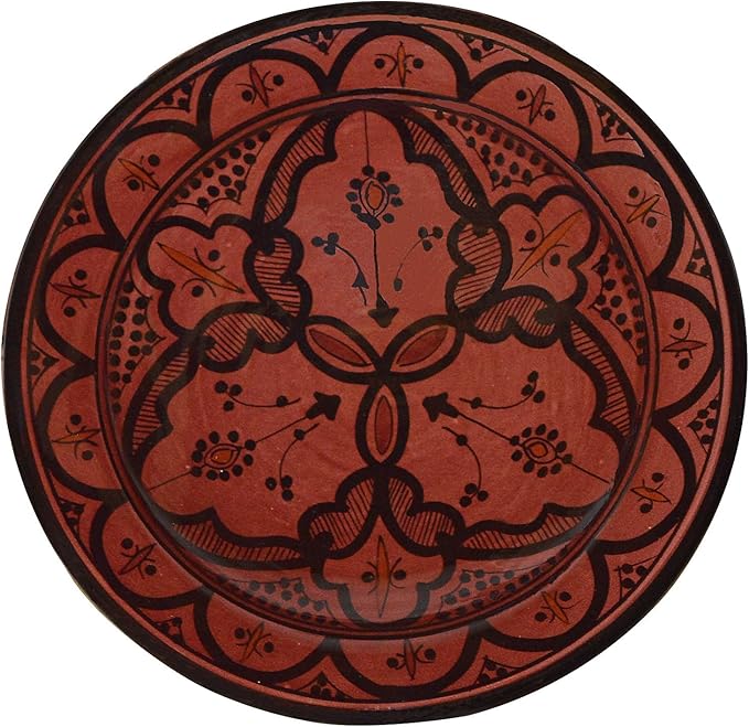 Ceramic Plates Moroccan Handmade Appetizer Tapas Serving Decorative 8 inches Round Red