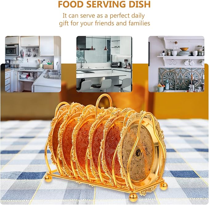 BESTonZON 1set Creative Golden Fruit Plate with Rack Snack Dish Collection for Appetizers Desserts and Fruits Elegant Serving Tray for Home Parties and Gatherings