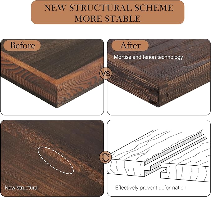 20" Rustic Wooden Serving Tray - Extra Large Square Ottoman Table Tray for Farmhouse Decorative Oversized Coffee Table Trays Living Room Kitchen Counter Breakfast Brown