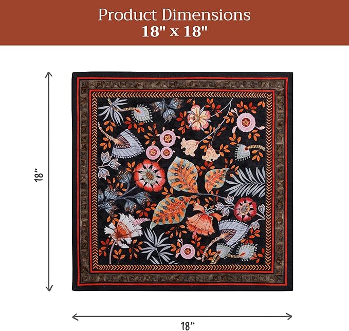 Maison d' Hermine Cloth Napkins Set of 4 100% Cotton Soft & Durable Everyday Reusable Square Napkins Cloth Washable, Dinner, Cocktail Party, Wedding, Restaurant (Jacobeen Floral, 18" x 18")