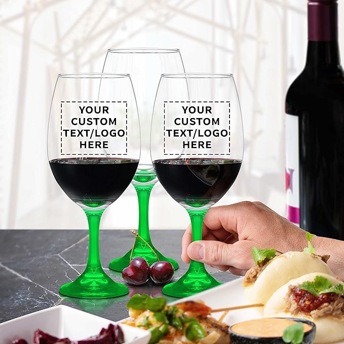 Custom Rioja Grand Wine Glasses 20.75 oz. Set of 10, Personalized Bulk Pack - Perfect for Hotel, Bar, Restaurant or Lounge - Green