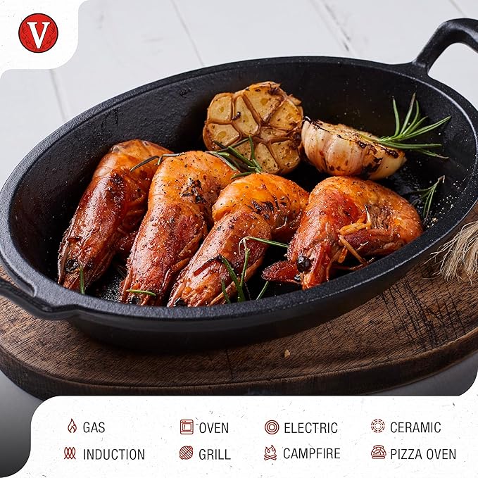 Victoria Mini Oval Cast Iron Casserole Dish, Preseasoned Baking Dish for Appetizers, Side Dishes, Soufflés, and Single Servings, Made in Colombia