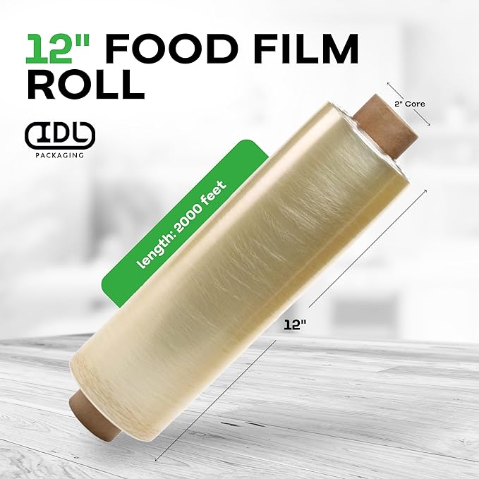 IDL Packaging 12" x 2000' Food Film Refill Roll for WP-179D WrapMaster Dispenser 12" Width – Clear Plastic Wrap for Food, BPA Free – Trusted Cling Wrap Roll for Packing and Storing Food