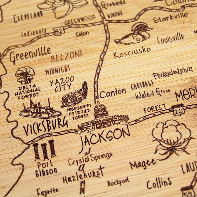 Totally Bamboo A Slice of Life Mississippi State Serving and Cutting Board, 11" x 8.75"