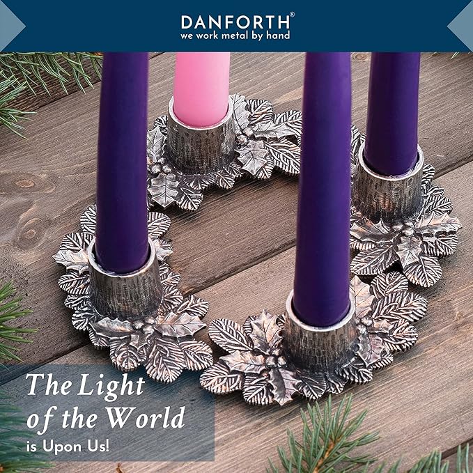 Danforth Advent Wreath Candle Holder Set – Handcrafted Pewter Advent Candle Holders – Made in USA