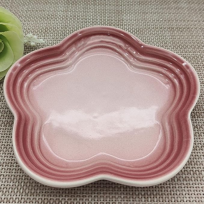 Small Ceramics Dish in Elegant Plums Blossoms Styles Multiple Color Appetizer Plates Perfect for Kitchen Dining Setting Flower Dish