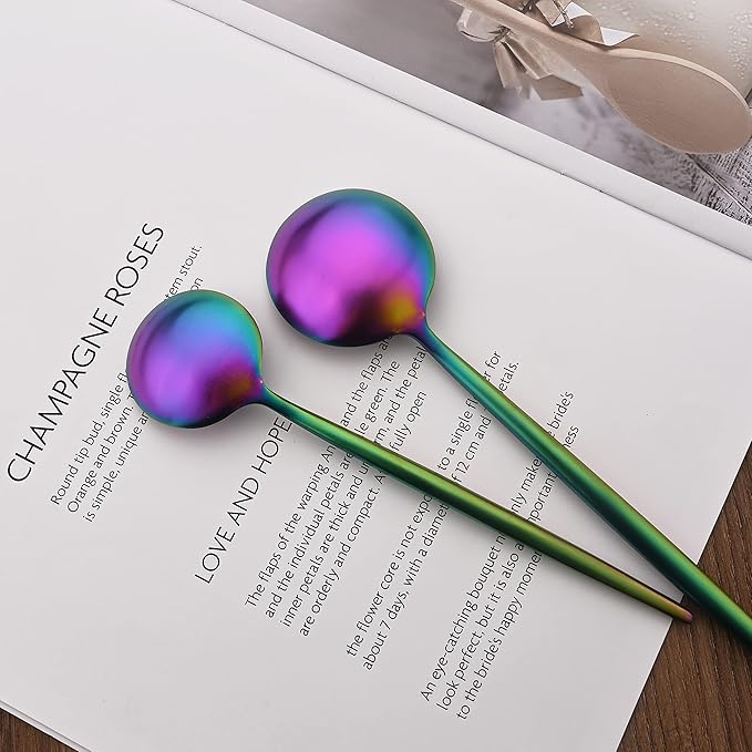 18/10 Stainless Steel Matte Flatware Set (4, Rainbow)
