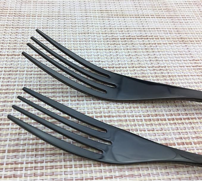 Mirror Polishing Black 18/10 Stainless Steel, 7-Piece Flatware Silverware cutlery utensils Set knife steak knife dinner fork soup spoon dessert spoon salad fork teaspoon