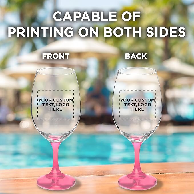 Custom Rioja Grand Wine Glasses 20.75 oz. Set of 100, Personalized Bulk Pack - Perfect for Hotel, Bar, Restaurant or Lounge - Pink