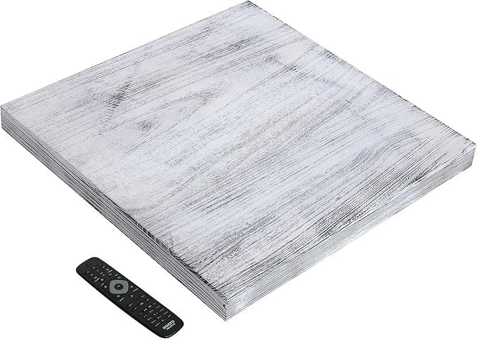 Extra Large Square Ottoman Table Tray 24 inch - Rustic Wooden Serving Tray for Farmhouse Decorative Oversized Coffee Table Trays Living Room Kitchen Counter Breakfast Whitewash