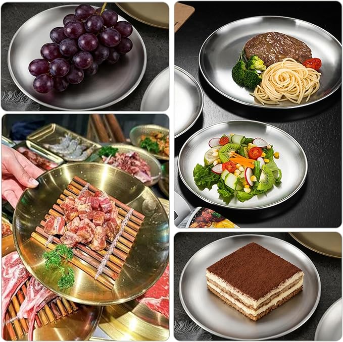 2 PCS Coffee Table Tray, Stainless Steel Serving Tray, Smooth Edges, Wire Drawing Process, Waterproof and Slip Resistant, Multifunctional(Silver,34x2CM/5x0.8IN)