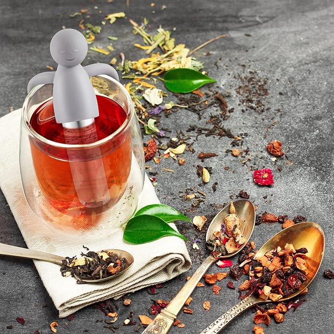 Hicarer 2 Pieces Tea Infuser for Loose Tea Cute Fine Mesh Tea Strainer Stainless Steel Tea Filter Ball Tea Diffuser Steeper for Teacups Teapots, 2 Colors (Pink, Gray)