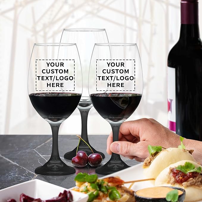 Custom Rioja Grand Wine Glasses 20.75 oz. Set of 100, Personalized Bulk Pack - Perfect for Hotel, Bar, Restaurant or Lounge - Black