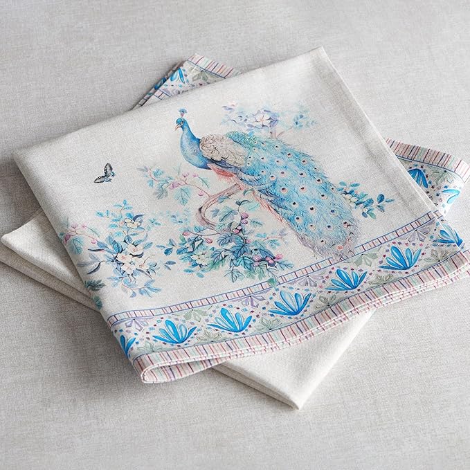 Maison d' Hermine Napkin 100% Combed Cotton Premium Cloth Napkin Decorative Washable Napkins Set of 4 for Home, Kitchen, Dining, Cocktail Parties & Camping - Peacock Utopia (20”X20”)