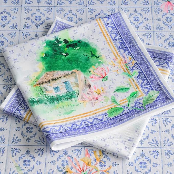 Maison d' Hermine Napkin 100% Combed Cotton Premium Cloth Napkin Decorative Washable Napkins Set of 4 for Home, Kitchen, Dining, Cocktail Parties & Camping - Luberon(20”X20”)