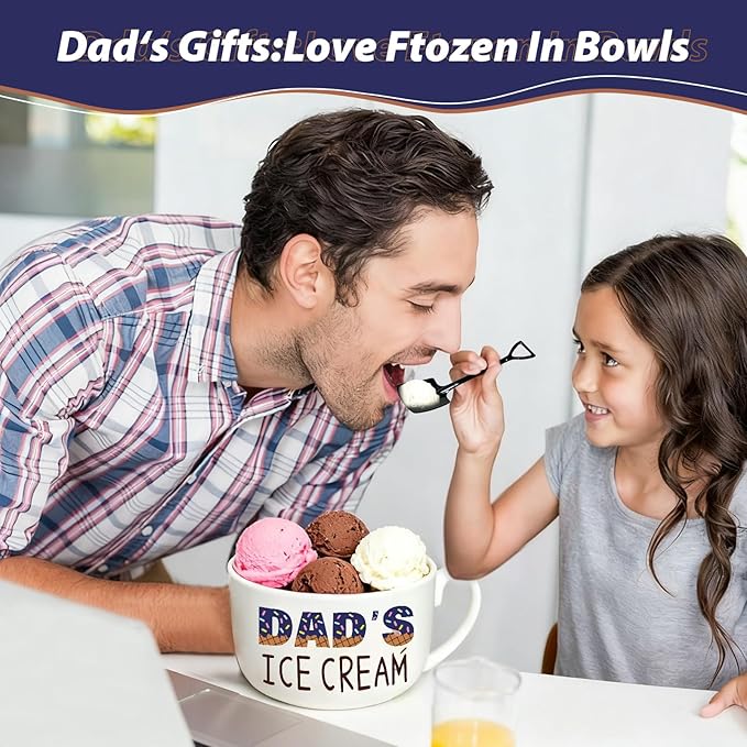Dad Gifts for Christmas - Dad's Ice Cream Bowl and Shovel Set - Ideal Fathers Day Birthday Gifts from Daughter Son