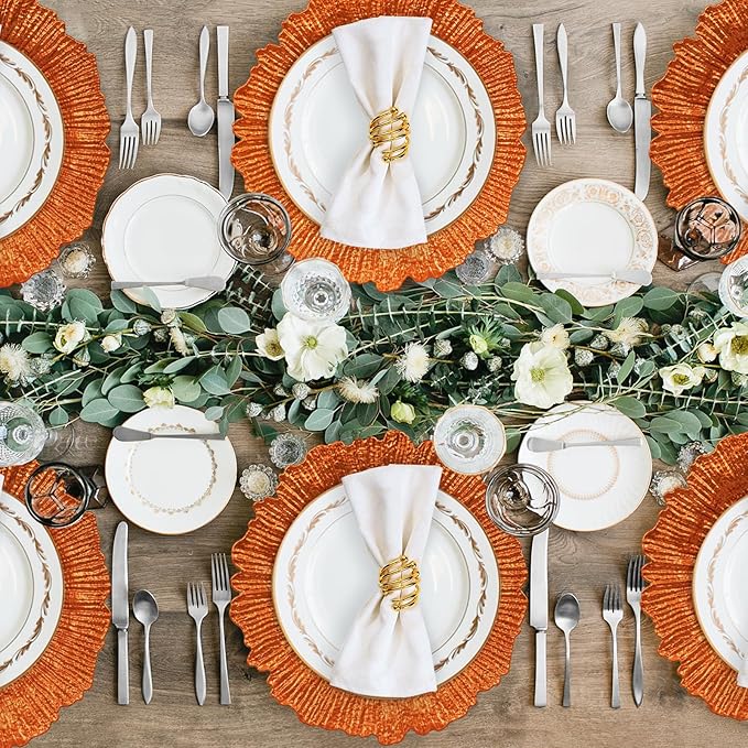 MAONAME Orange Charger Plates, Reef Plates Charger for Dinner Plate,13-inch Plastic Chargers for Wedding Decor, Set of 6