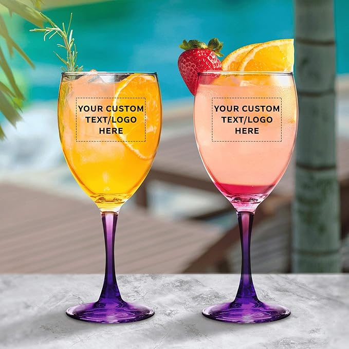 Custom Nuance Wine Glasses by ARC 10.5 oz. Set of 100, Personalized Bulk Pack - Restaurant Glassware, Perfect for Red Wine, White Wine, Cocktails - Purple