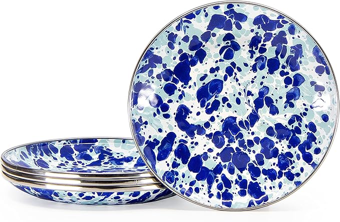 Golden Rabbit Enamelware Appetizer Plates, 6 inch, Ocean, Set of 4