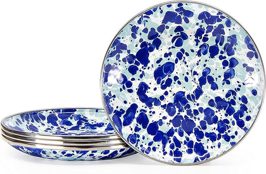 Golden Rabbit Enamelware Appetizer Plates, 6 inch, Ocean, Set of 4