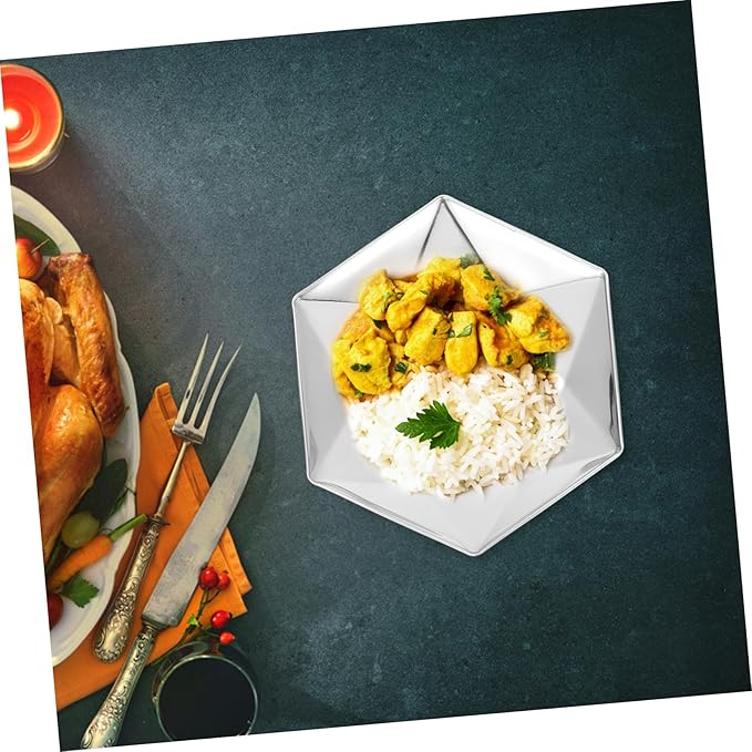 Cabilock Rhombus Shape Steel Plate Silver Plated Tray for Serving Seafood Snacks
