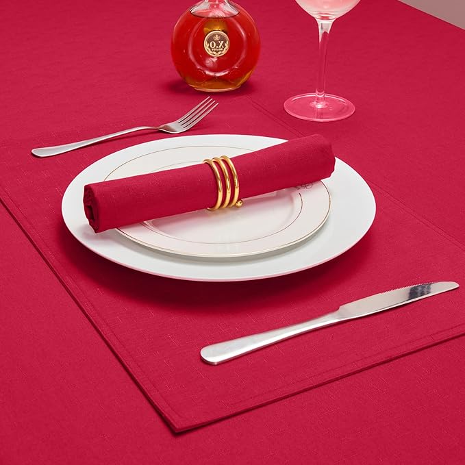 Rectangle Table Cloth Linen Farmhouse Stainproof Waterproof Washable Polyester Oblong Rectangular Fabric Table Cover for Kitchen Dining Dinner(DarkRed/60x144 Inch)