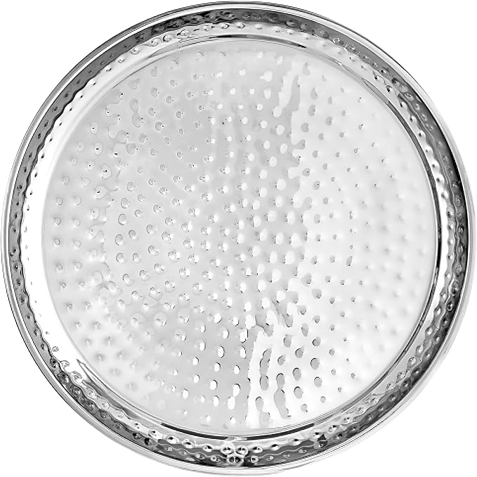 Amscan Stainless Steel Hammered Tray-(1 Piece) -Ideal for Everyday Use and Any Occasion, 15.5", Silver