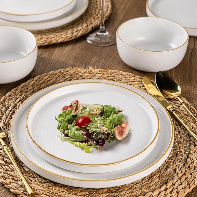 AmorArc Stoneware Dinnerware Sets for 6,Reactive Ceramic Plates and Bowls Set,Highly Chip and Crack Resistant | Dishwasher & Microwave Safe | Round Dishes Set Service for 6 (18pc)