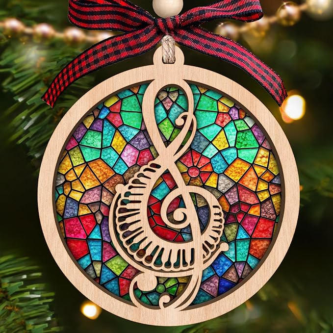 Music Note Ornament - Music Notes Christmas Ornaments for Tree - Musical Gifts for Lovers, Women, Men - Wood & Acrylic Ornament 2025 with Card