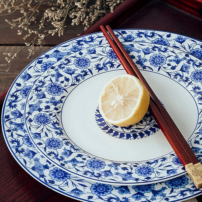 Dinnerware Set Dinner Party Tableware Service Set Ceramics Dinner Sets, 26 Pieces Blue and White Porcelain Dinnerware Set | Gift Box Steak Plate Cereal Bowl and Soup Bowl, FPYY2024040817
