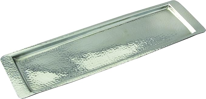 Elegance Stainless Steel Hammered Rectangular Tray, Medium 17.75 by 5.5-Inch, Silver