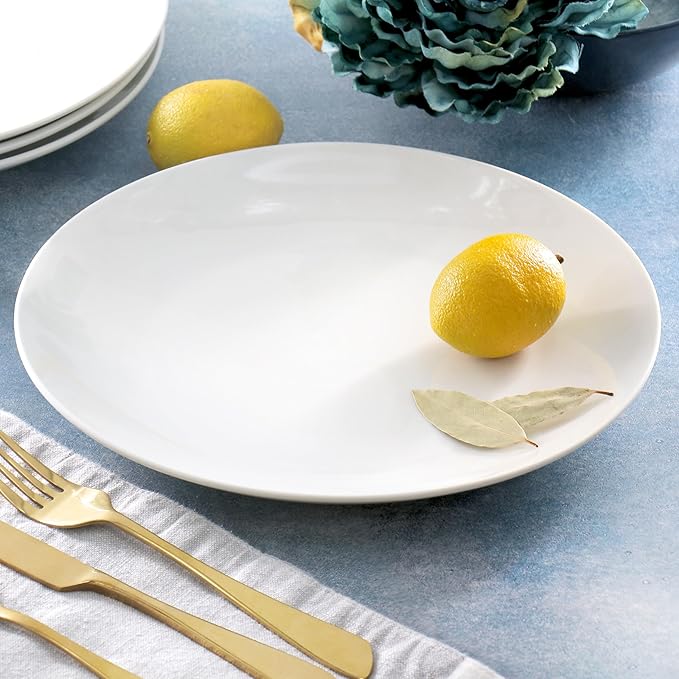 Elama 10.5 Inch Professional Kitchen 12 Piece Porcelain Dinnerware/Tableware Set (Round Dinner Plate White)
