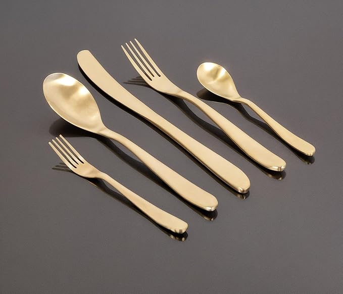 Windsor Silverware Set, 30 Piece Gold Flatware Premium Matte Stainless Steel, Service for 6, for Kitchen, Home, Wedding, Party, Dishwasher Safe