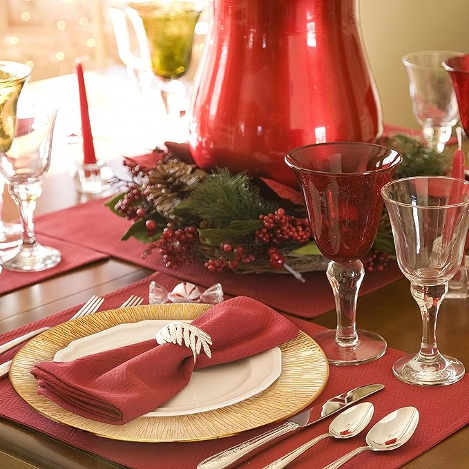 Value Set of 24 Charger Plates, Gold Plastic Dinner Chargers 13 Inch Multi-Use for Holiday Decor Restaurant Catering Special Events