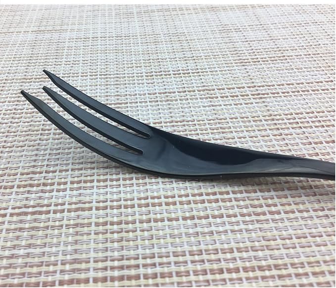 Mirror Polishing Black 18/10 Stainless Steel, Single Serving Flatware Silverware cutlery utensils Set,set of 6 Fish Fork