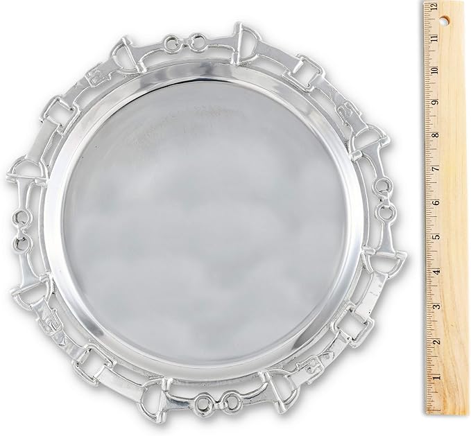 Arthur Court Metal Serving Aluminum Equestrian Round Horse Tray/Platter 12.25 inch Diameter