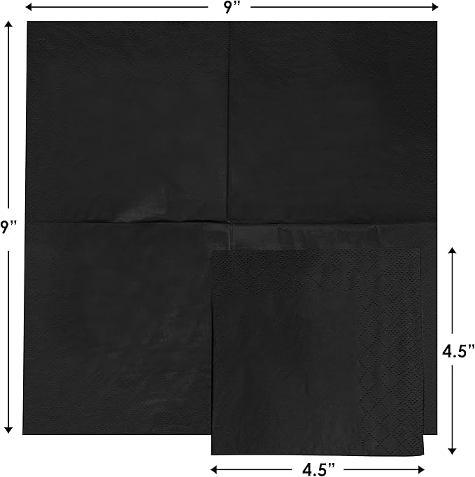 1100 Pack Cocktail Napkins Paper - Quality 3-Ply Black Beverage Napkins - Restaurant, Event, Bar Napkins - Perfect Size Dessert Napkin - Party Napkin Bulk - Elegant Wedding Napkins Disposable
