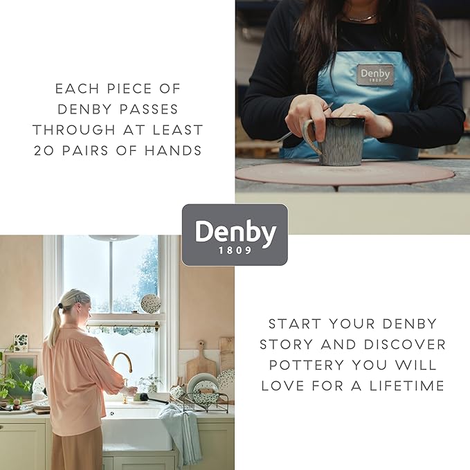 Denby - Heritage Orchard Dinner Set For 4-12 Piece Simple Ceramic Stoneware Tableware Set - Dishwasher Microwave Oven Safe - Scratch Chip Resistant