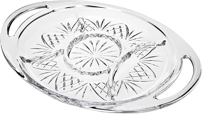 Godinger Dublin Serving Tray, Serving Platter, Appetizer Platter, Pastry Tray with Handles 16X10