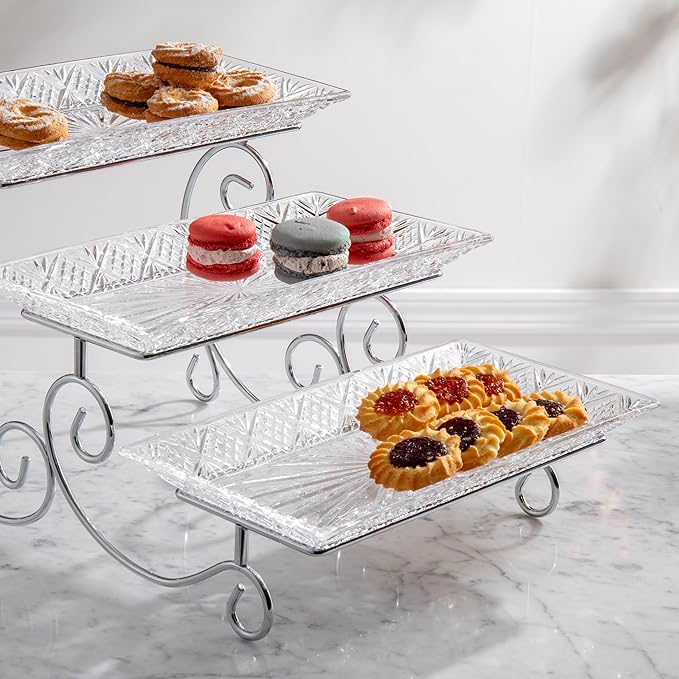 Godinger Dublin 3- Tiered Serving Stand for party and Event Dessert and Food Display Server