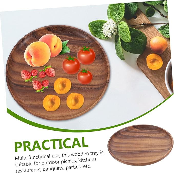 Cabilock Round Cake Tray Serving Platter Craftsmanship Dessert Dish for Tableware Storage Natural Wood Design for Snacks and Dishes