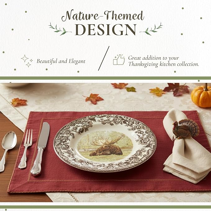 Spode Woodland Bread and Butter Plate | 6" Appetizer Plate with Majestic Moose Motif | Small Dessert Plate Made from Fine Earthenware | Microwave and Dishwasher Safe