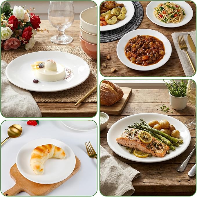Ceramic Plates White Set of 3, 7 Inch Porcelain Dessert Plates Round, Small Serving Dishes for Salad, Snack, Cake, Dinner Microwave Oven Dishwasher Safe